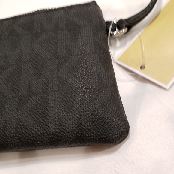 NEW Michael Kors Monogram Wristlet black-Grey Chrome tone Hardware. Never worn. - Picture 4 of 6